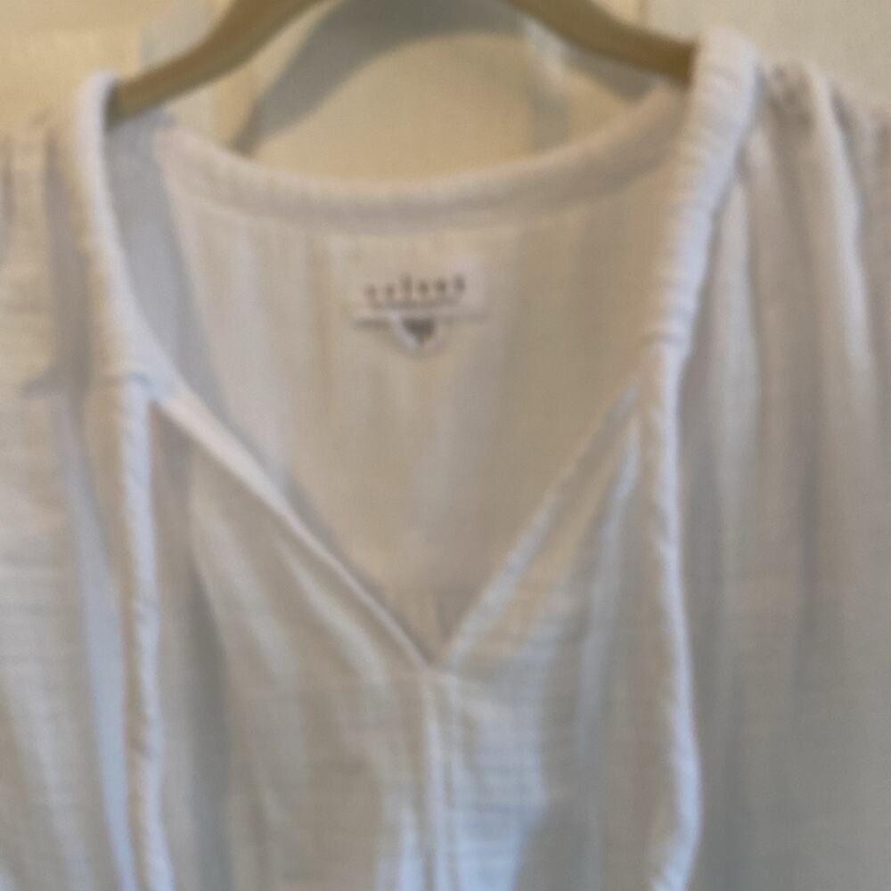 velvet by Graham & Spencer white long sleeve white cotton pullover shirt - Picture 5 of 6